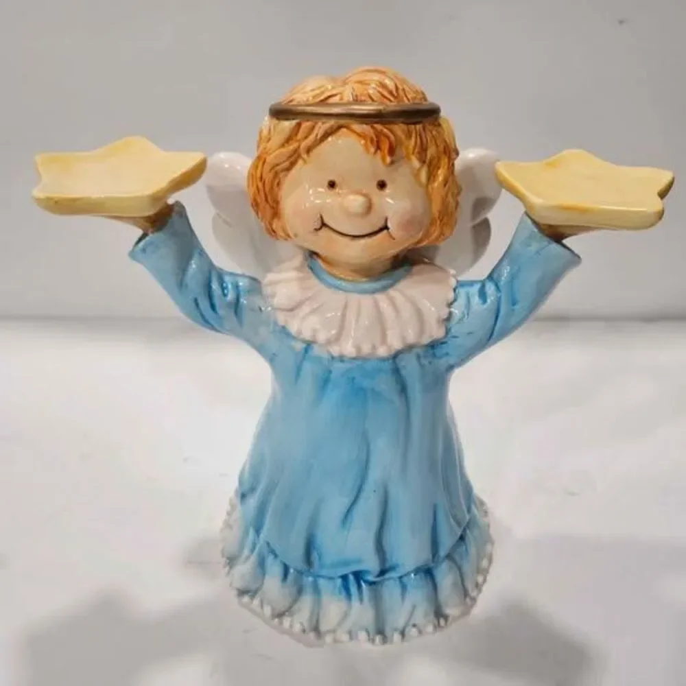 Ceramic Angel Figurine Star Holders